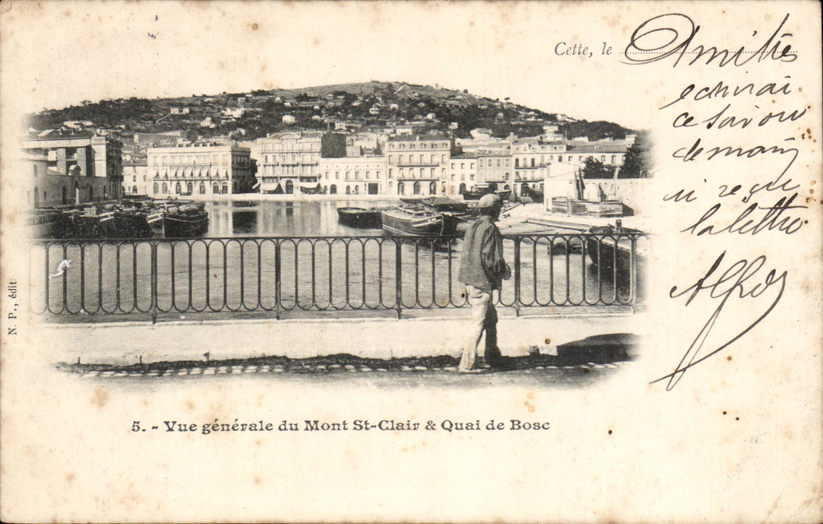 Sete Cette CPA Vue generale du Mont Saint Clair et quai du Bosc
