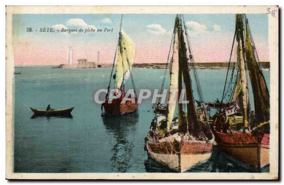 Cette CPA Barques de peche au port (bateaux)