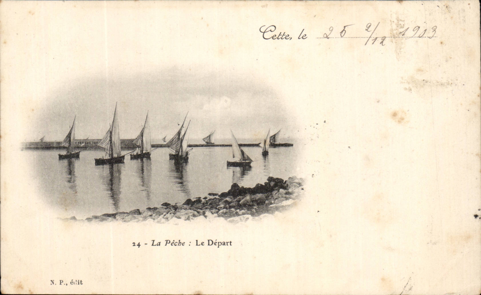 Cette CPA La peche Le depart (bateaux)