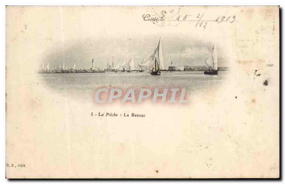 Cette CPA La peche le retour (bateaux)