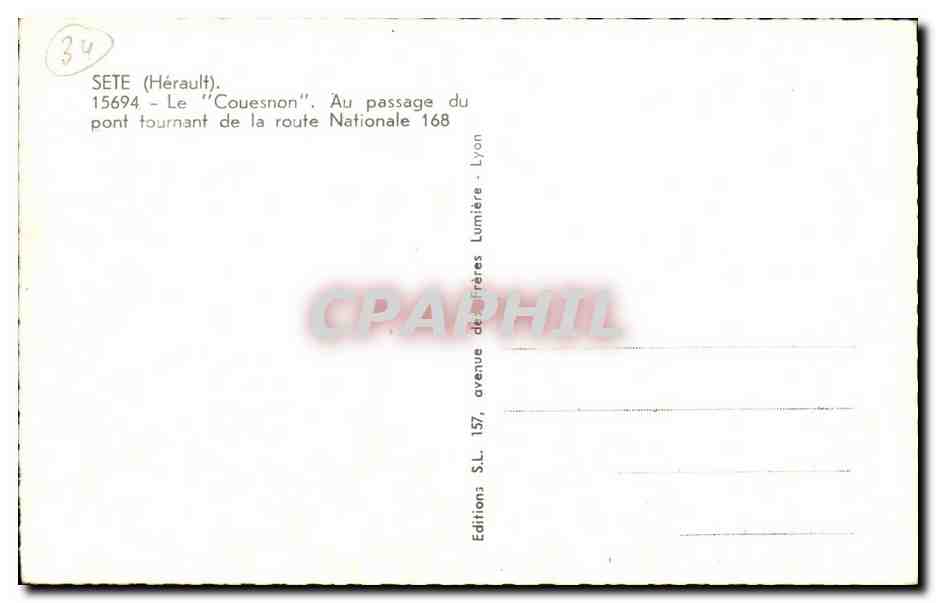 Cette CPA Le Couesnon au passage du pont tournant de la route Nationale 168 — Rückseite