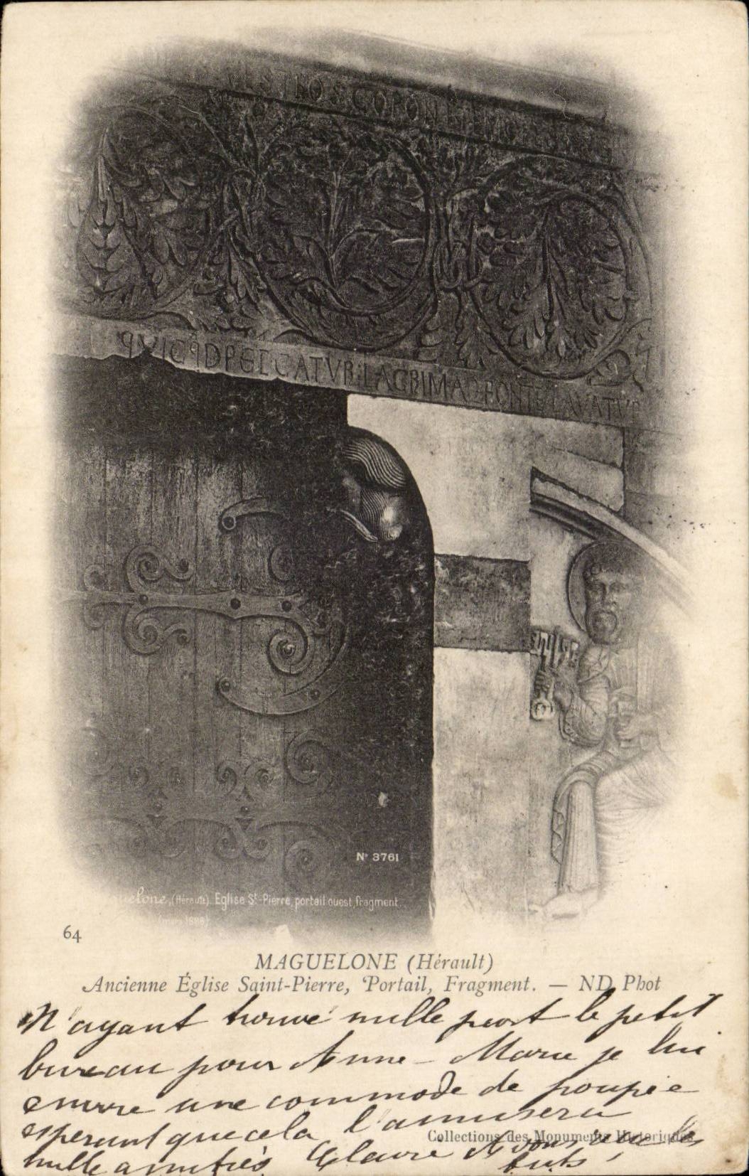 Maguelone CPA Ancienne eglise Saint Pierre Portail Fragment 
