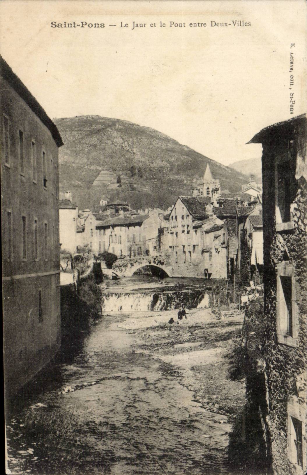 Saint-Pons — Le Jaur et le Pont entre Deux-Villes — E. Lettre, GUIL, 34-2033
