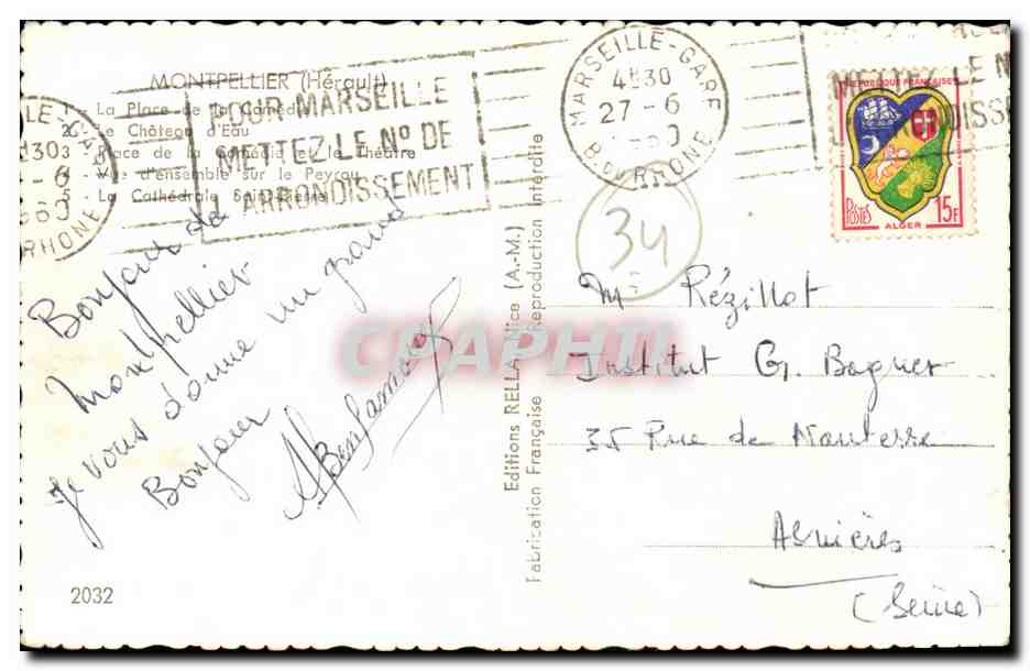 Montpellier — Souvenir de Montpellier — Éditions Rella — Rückseite