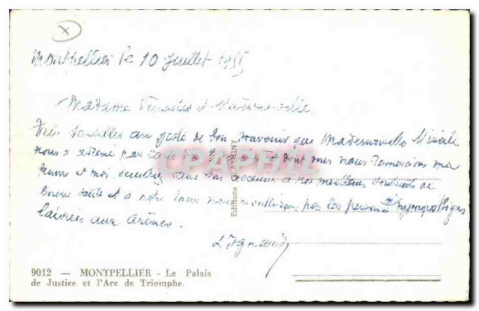 Montpellier — Le Palais de Justice et l'Arc de Triomphe — Éditions Lignac, n° 9012 — Reverso