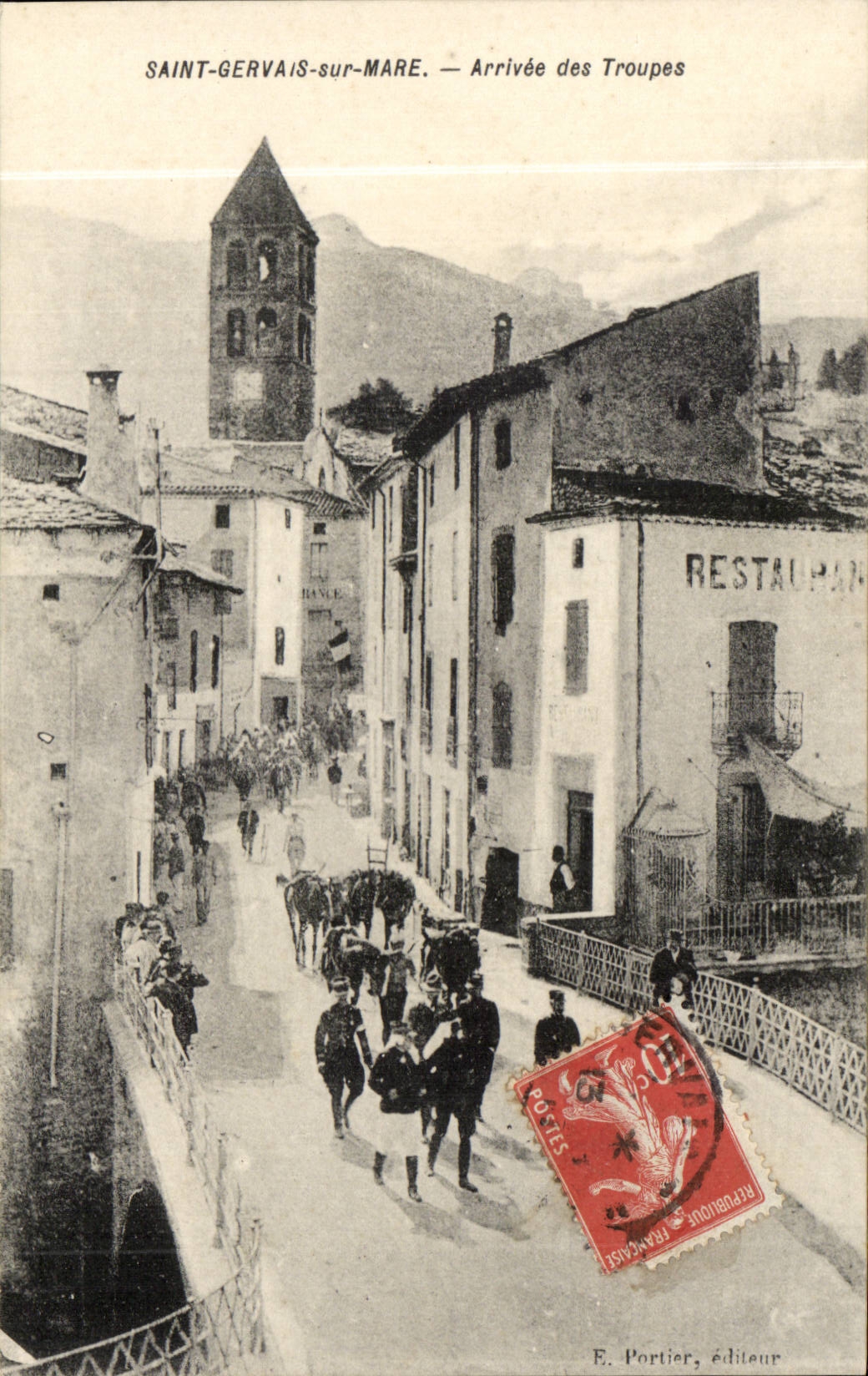 SAINT-GERVAIS-sur-MARE — Arrivée des Troupes — E. Portier, éditeur