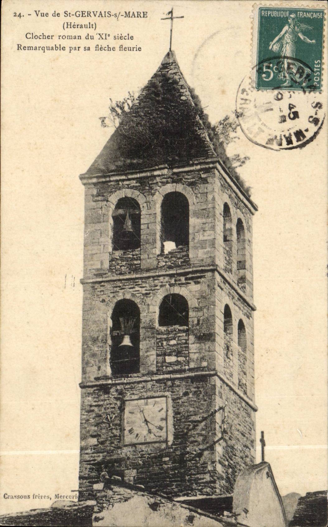 CPA Vue de St Gervais / MAre Clocher roman 
