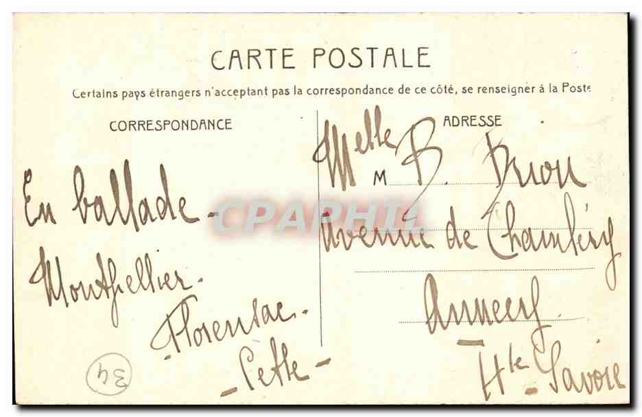 Inondation du 7 novembre 1907 CPA Pezenas La breche du square Moliere a 7 heures du matin — Back