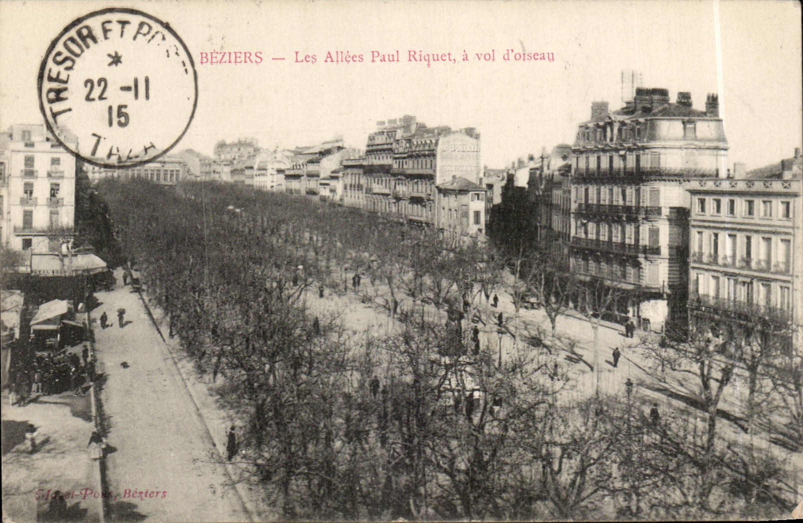 Beziers CPA Les allees Paul Riquet a vol d'oiseau