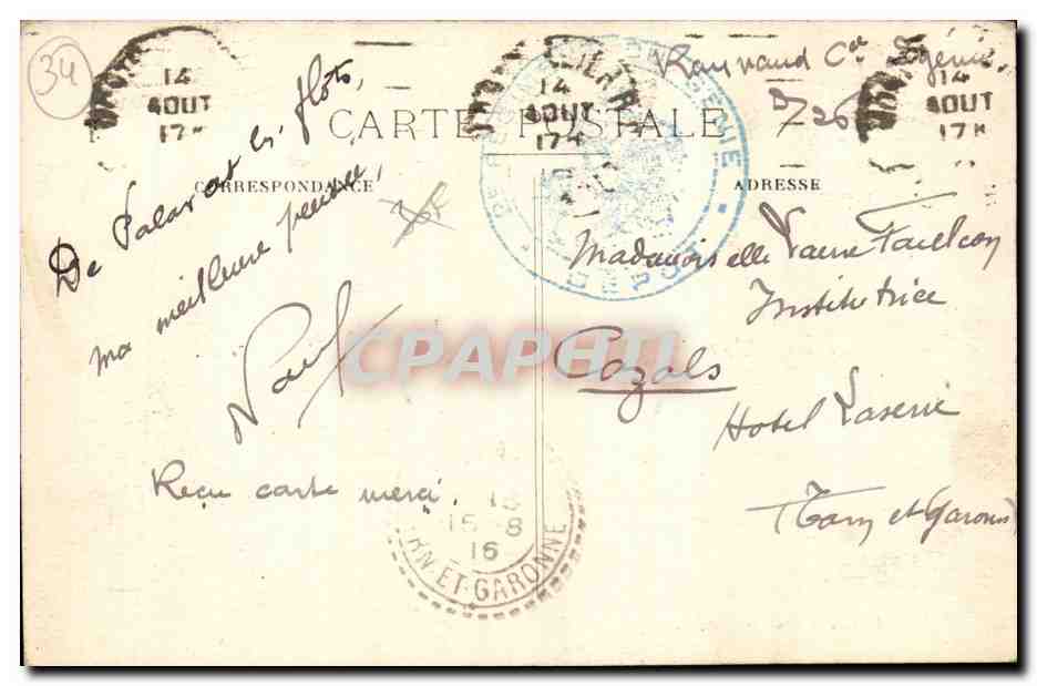 Palavas les flots CPA Les joutes — Back