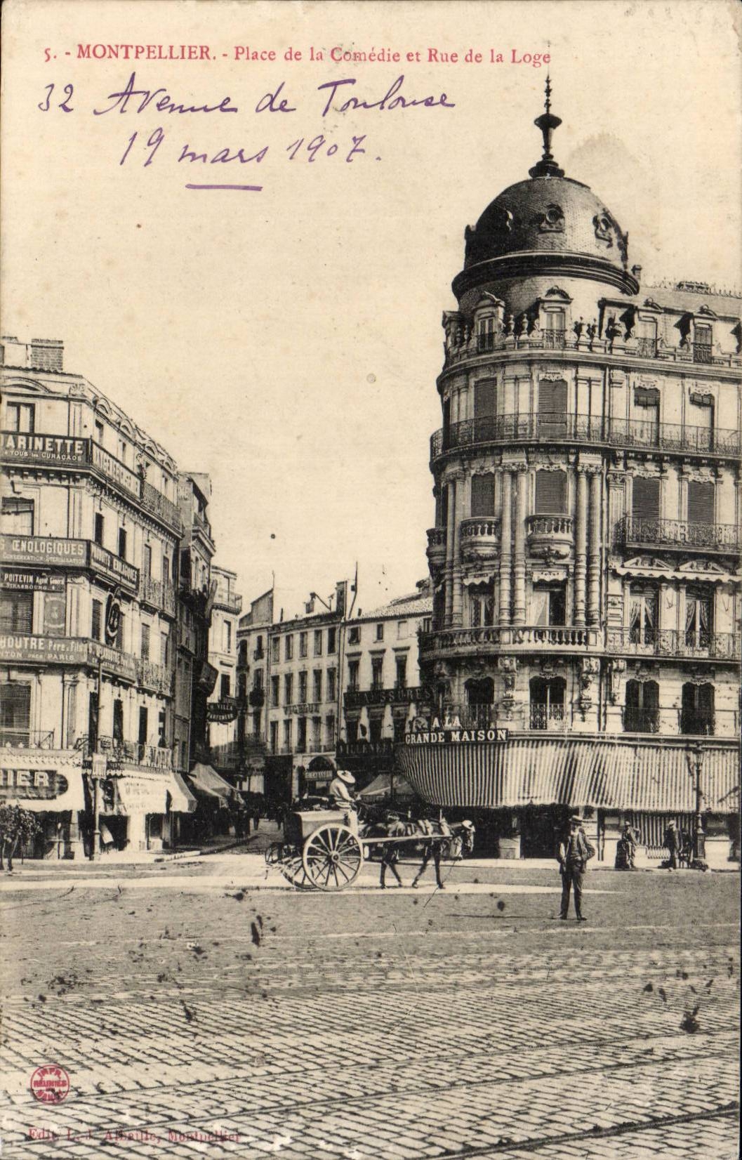 Montpellier - Place de la Comédie et Rue de la Loge — éditeur Le K. Alkaila, Montpellier, n°5