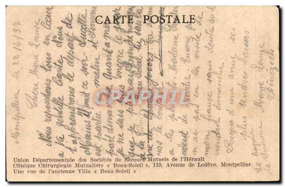 Villa Beau-Soleil — Clinique Chirurgicale Mutualiste — Montpellier — Rückseite
