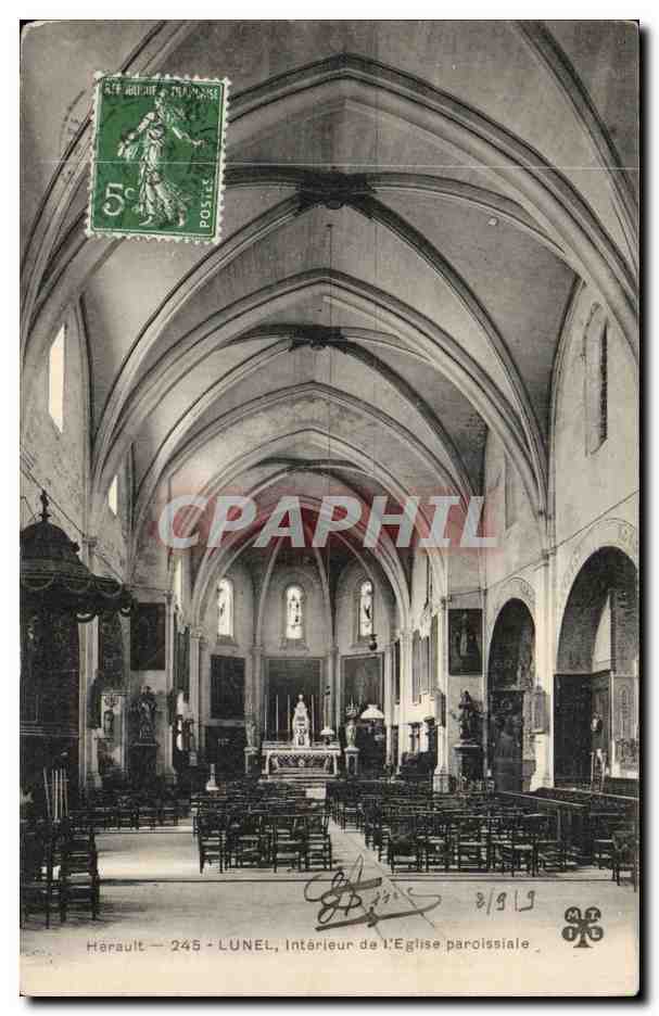 Lunel CPA Interieur de l'eglise paroissiale