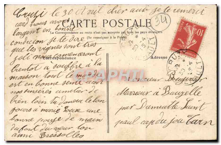 Cruzy - Vue prise cote Nord - CPA  — Rückseite
