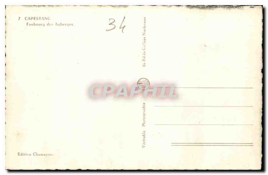 Capestang - Faubourg des Auberges - CPA  — Verso