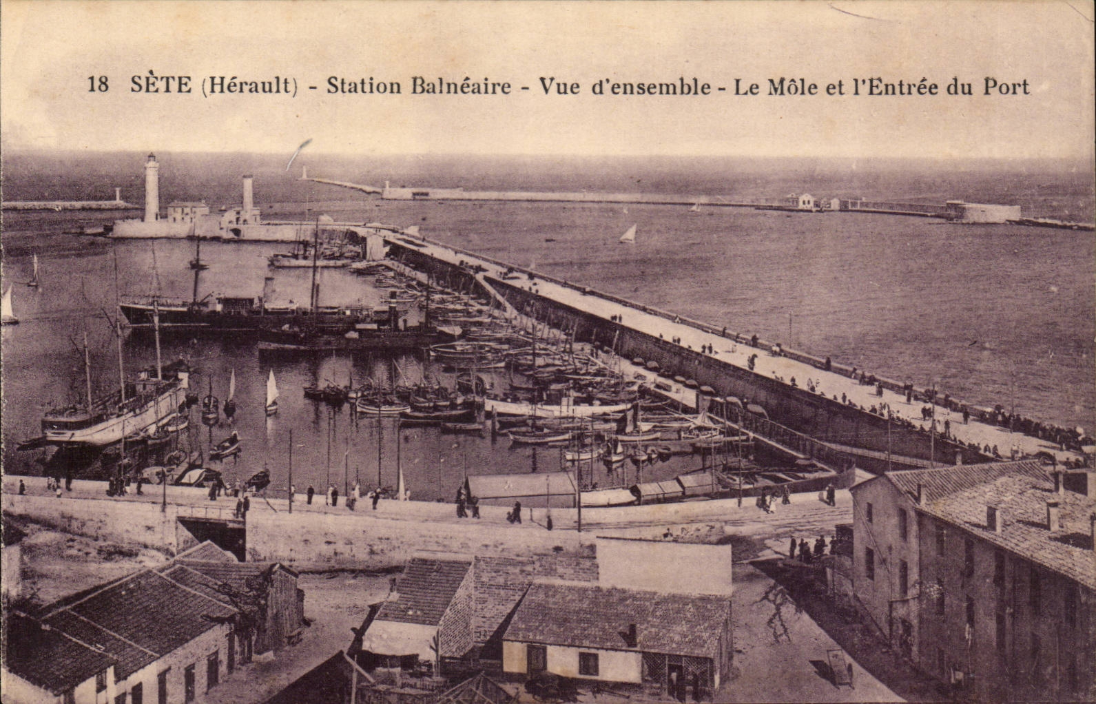 Sete CEtte CPA Station balneaire Vue d'ensemble Le Mole et l'entree du port