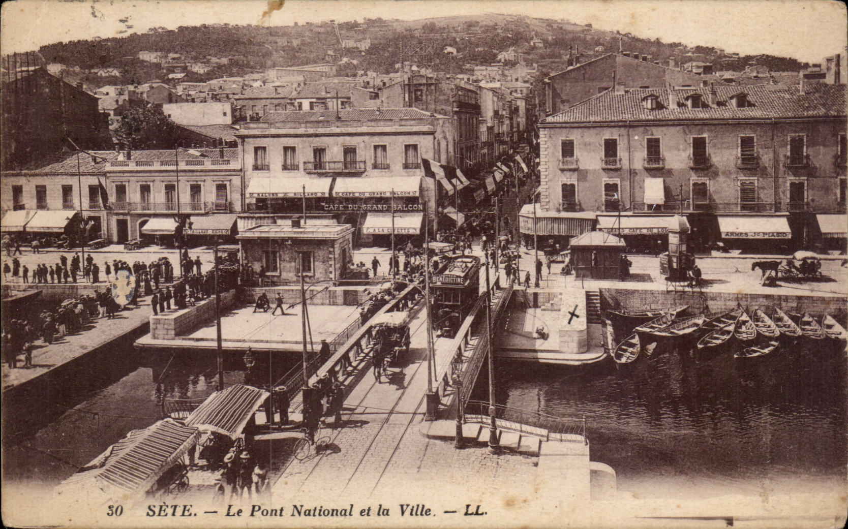 Sete Cette CPA Le pont national et la ville