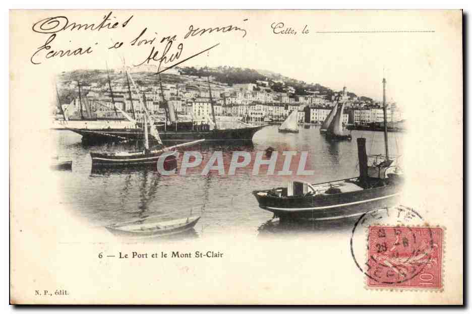 Cette - Sete - Le Port et le Mont St Clair - bateau - Lily Boyer - CPA 