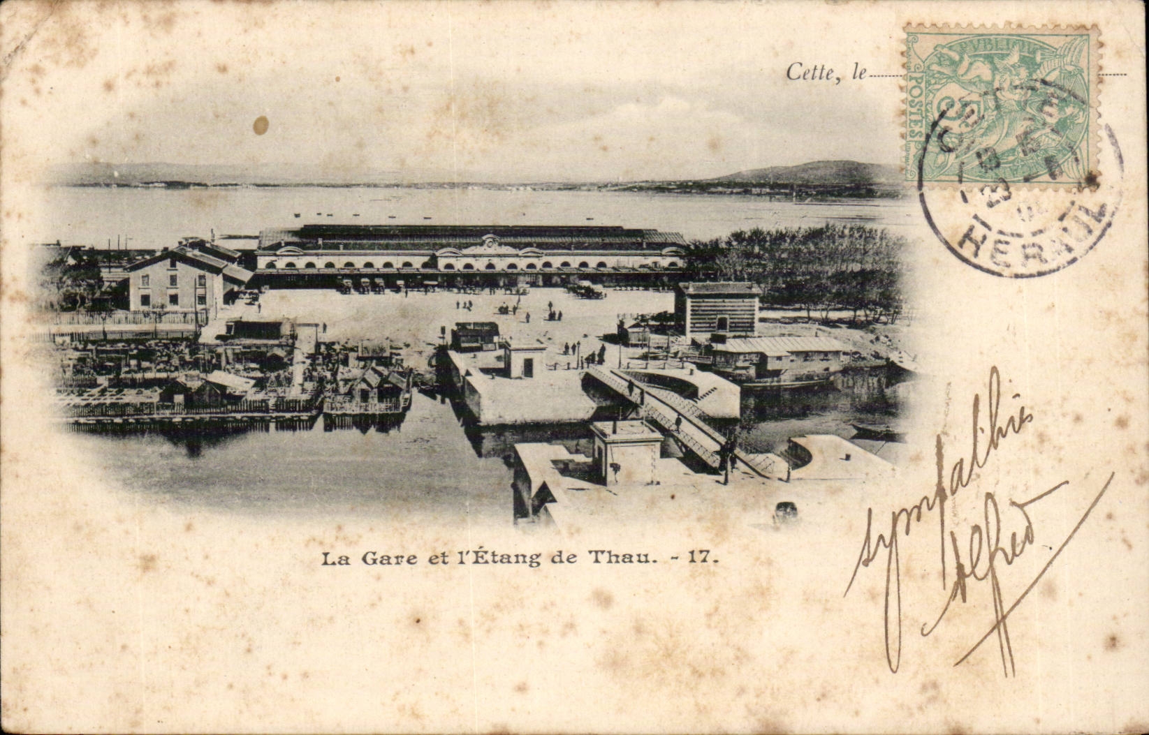 Sete - Cette - Le Gare et l'Etang de Thau - CPA 