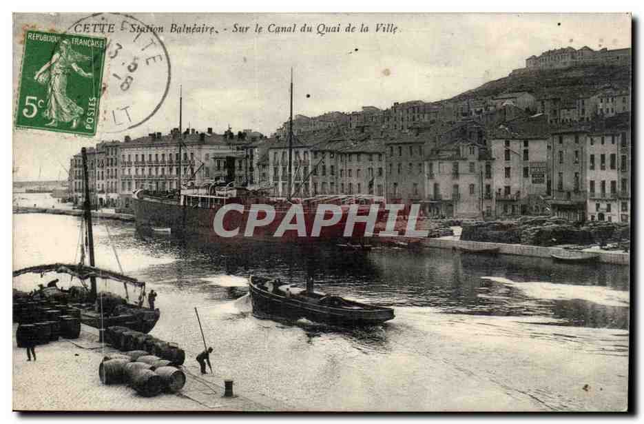 Sete - Cette - Station Balneaire - Sur le canal du Quai de la Ville - CPA 