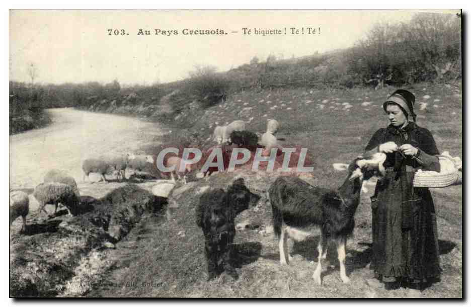 Au pays Creusois CPA Te biquette ! te ! Te ! (goat goats chevre chevres) TOP