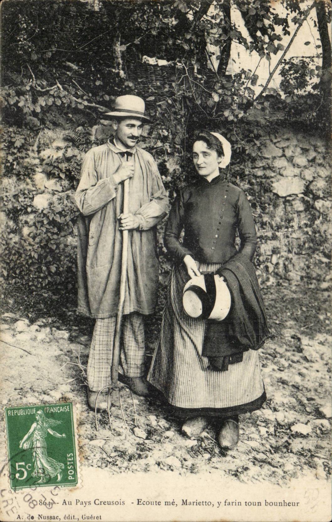 Creuse CPA Au pays creusois Ecoute me Marietto y farin toun bounheur (folklore)