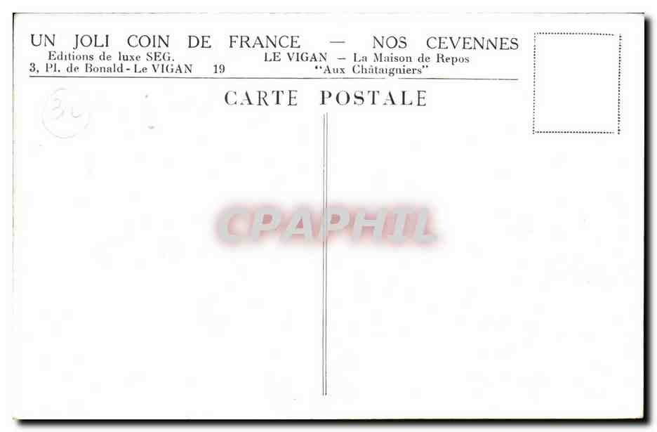 Nos Cevennes - Le Vigan - la maison de Repos - Aux Chataigniers - CPA  — Rückseite