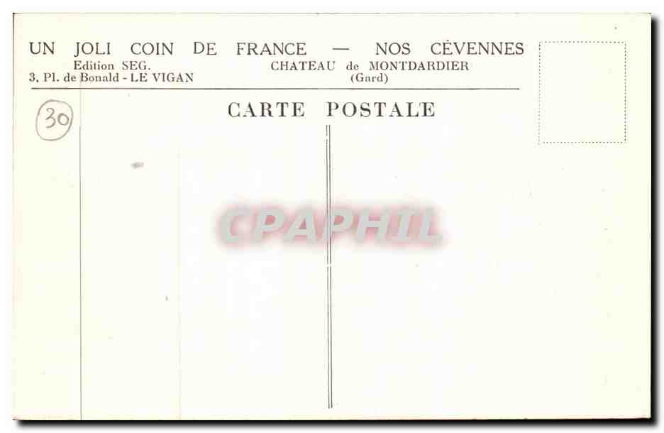 Nos Cevennes - Chateau de Montdardier - CPA  — Rückseite