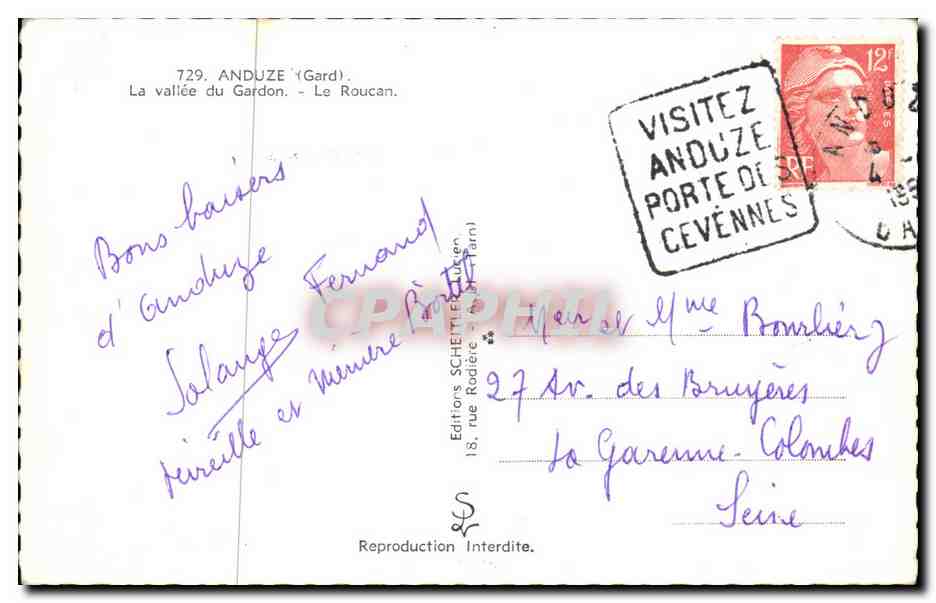 Anduze - La Vallee du gardon - Le Roucan - CPA  — Rückseite