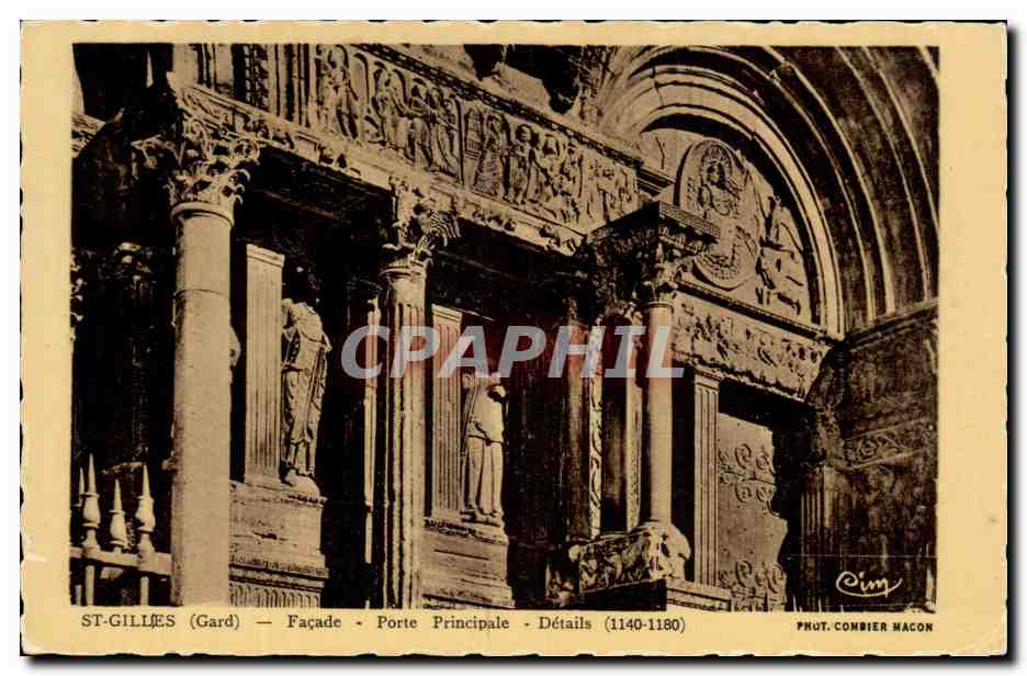 St Gilles - facade - Porte Principale - Details CPA 