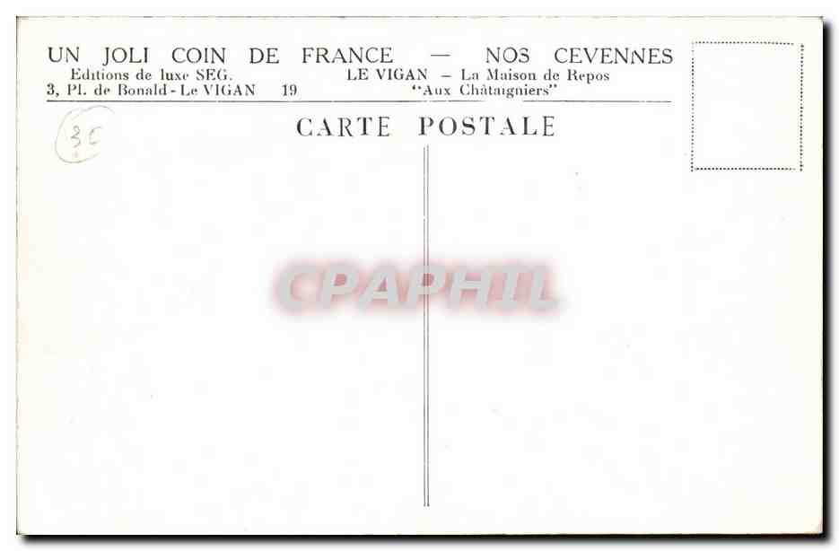 Le Vigan - La Maison du Repos - Aux Chataigniers CPA  — Rückseite