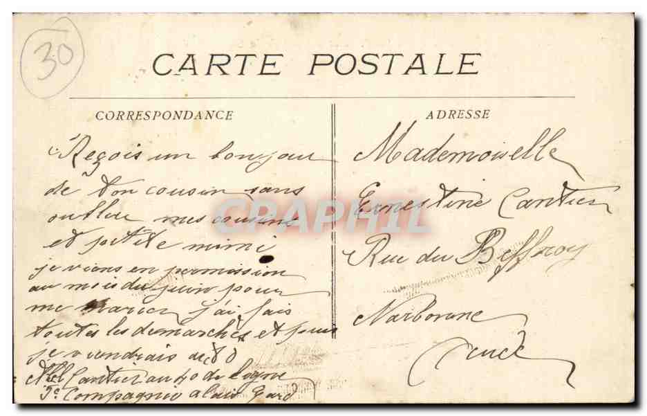 Alais CPA Rue de l'hotel de ville et l'avenue de la gare — Rückseite