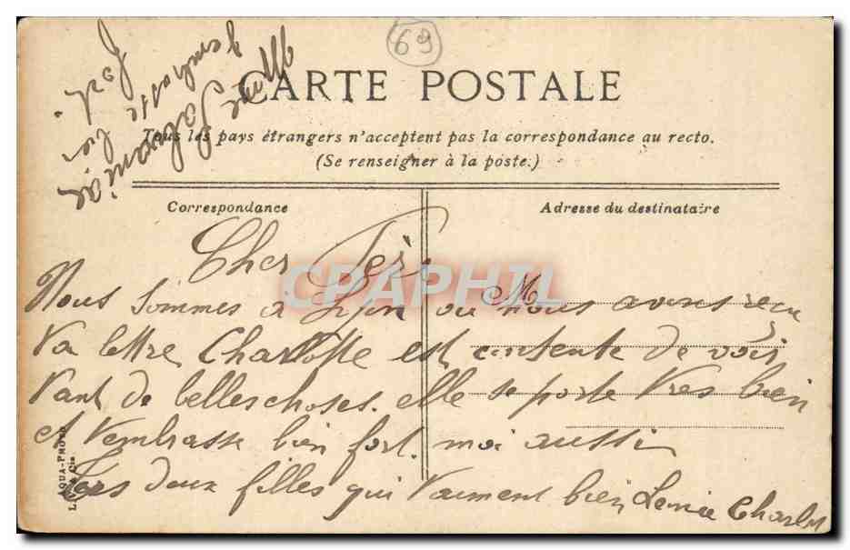Lyon. Ancienne chapelle de Pourvier — éditeur Buvette, n°40 — Verso