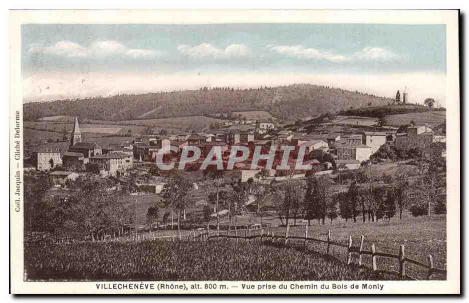 Villechenève (Rhône), alt. 800 m. — Vue prise du Chemin du Bois de Monly — Coll. Jacquin — Cliché Delorme