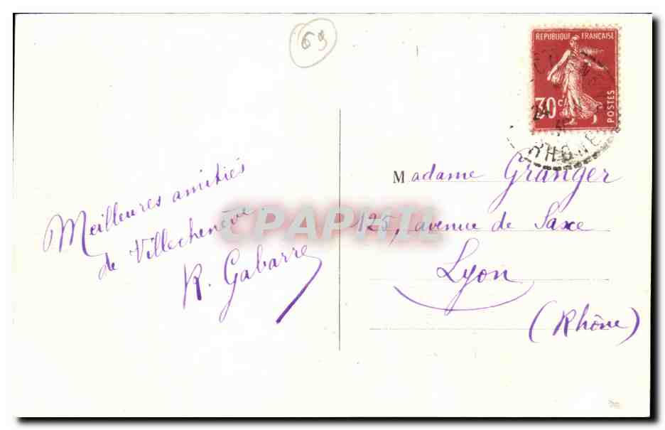Villechenève (Rhône), alt. 800 m. — Vue prise du Chemin du Bois de Monly — Coll. Jacquin — Cliché Delorme — Verso