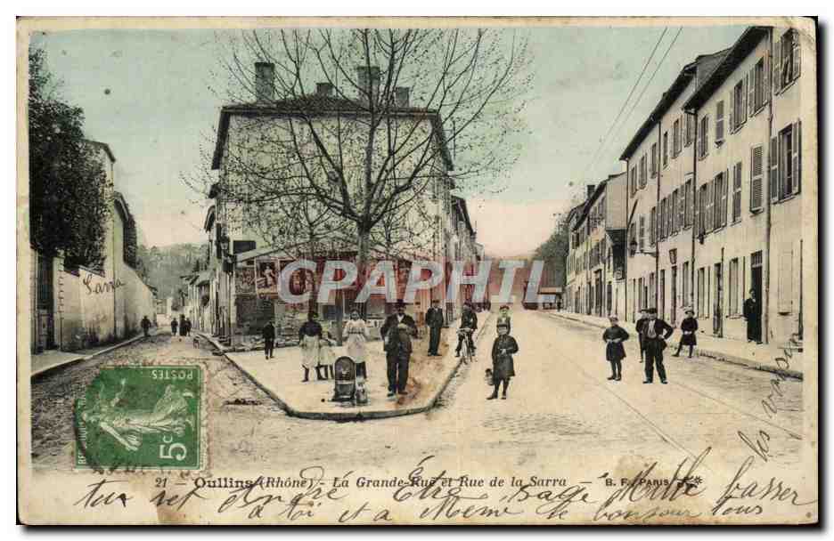 Oullins (Rhône) — La Grande Rue et Rue de la Sarra — B. F. Paris