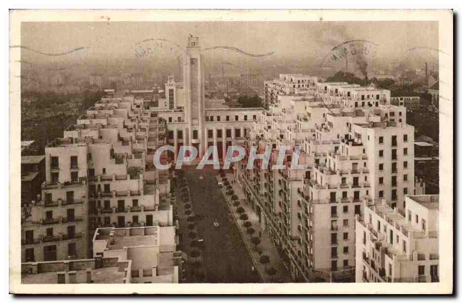 Villeurbanne — Nouveau Centre d'Urbanisme — Vue prise du 17 VIII 1945 — Imp. B. Arnaud, Lyon