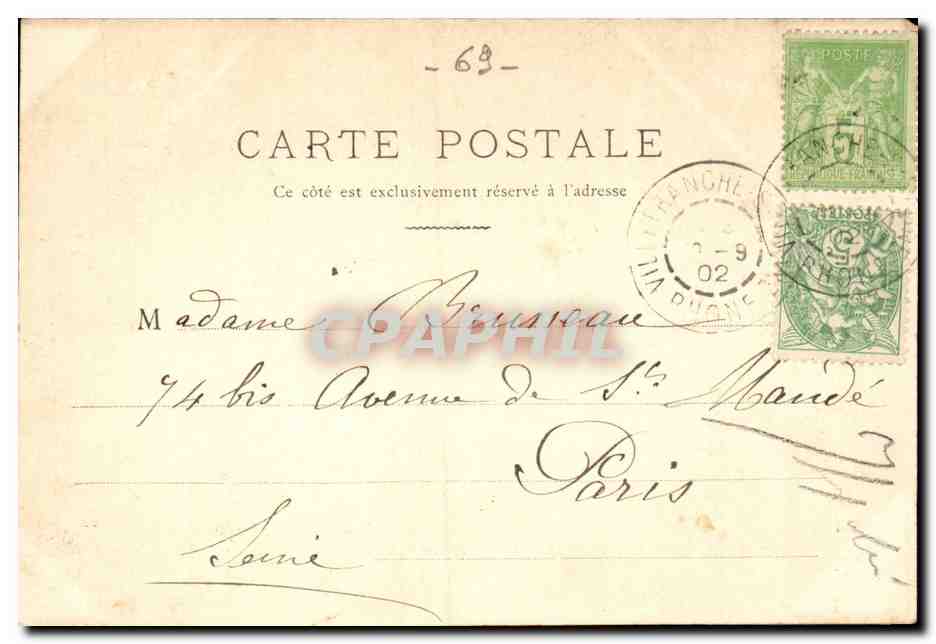 Villefranche-sur-Saône — Rue de la Sous-Préfecture — G. Belin, n°16 — Verso
