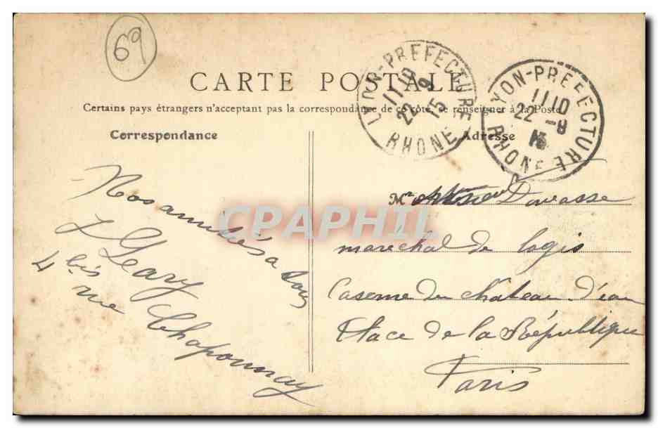 Lyon - Pont du Palais-de-Justice - Le Palais de Justice — B. F., Paris, n° 2785 — Verso