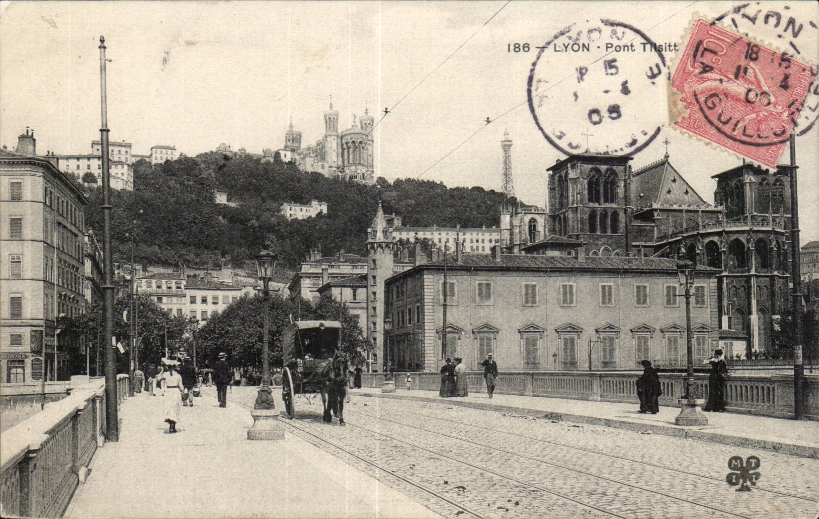 Lyons - Pont Thisitt — vue du Vieux Lyon et du Fourvière — éditeur MT
