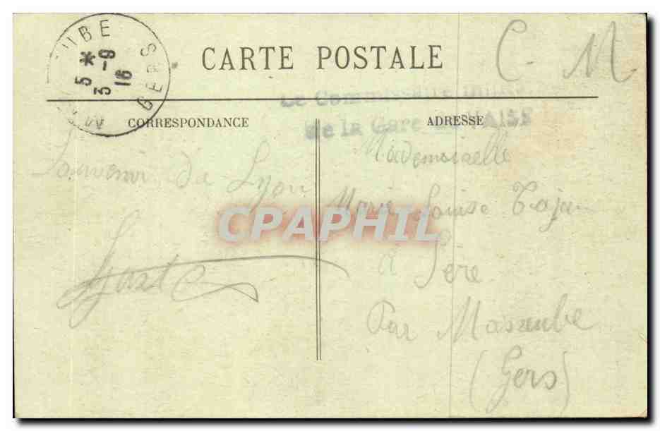 Lyon CPA Rue de la Republique — Verso