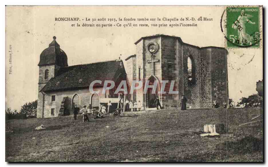 Ronchamp — Kapelle Notre-Dame du Haut nach dem Brand vom 30. August 1913 — TULCH, Deutschland, Nr. 148