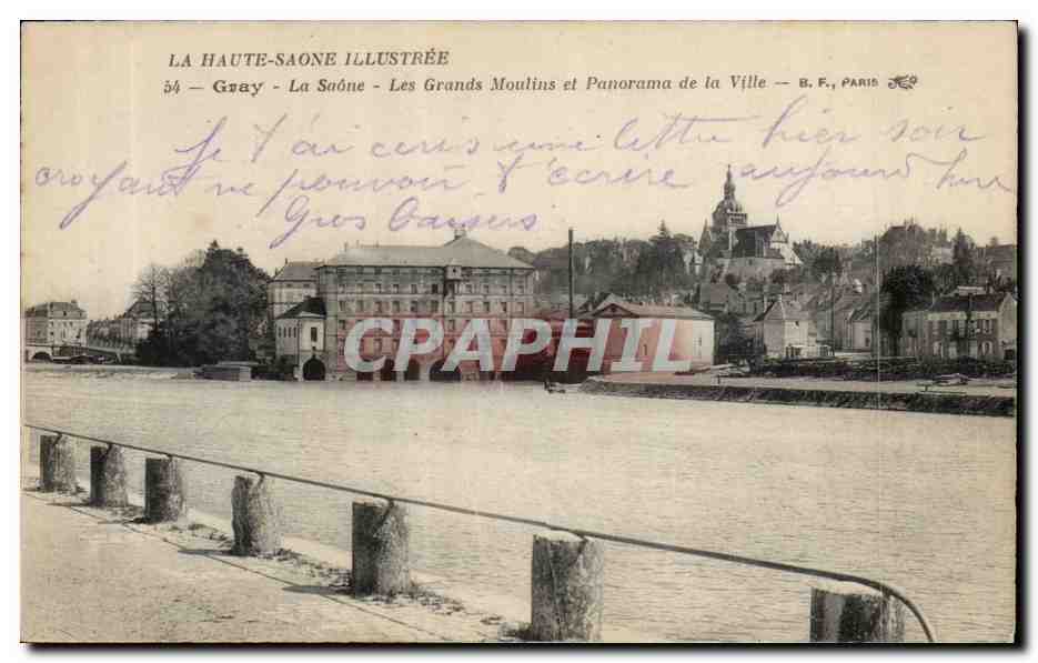 Gray CPA Les grands moulins et panorama de la ville