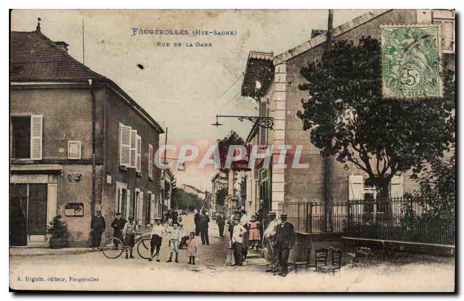 Fougerolles CPA Rue de la gare TOP (cycliste)
