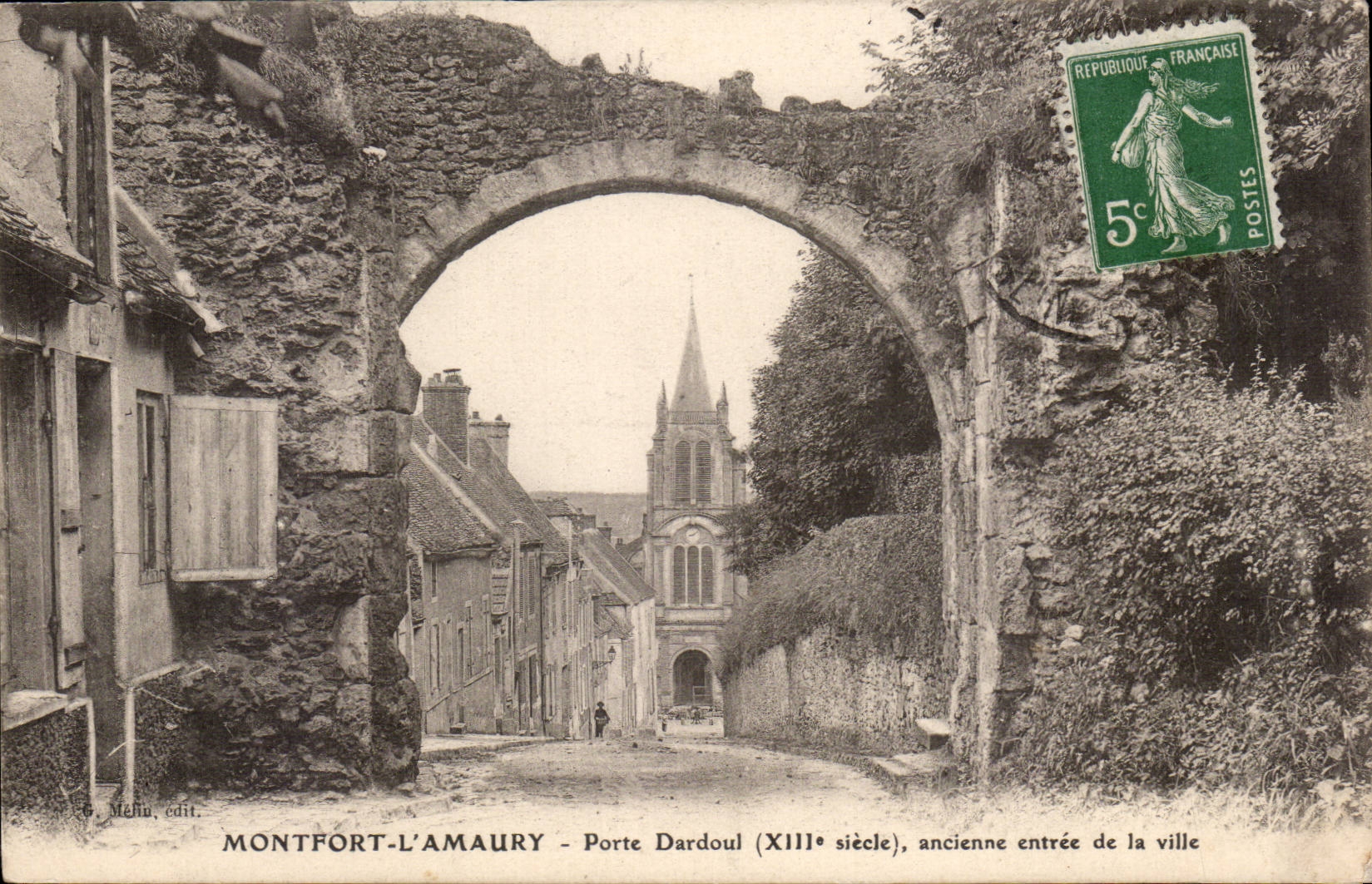 Montfort-l'Amaury — Puerta Dardoul (siglo XIII), antigua entrada a la ciudad — G. Méhu, edit.