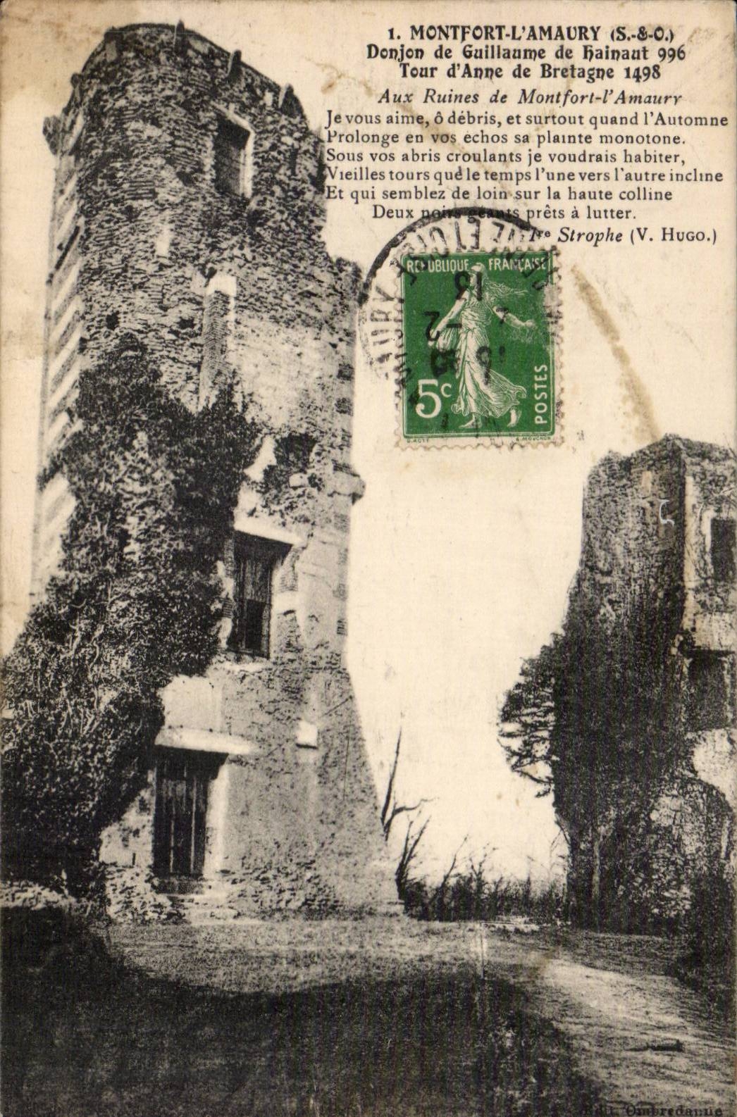 Montfort-l'Amaury — Donjon de Guillaume de Hainaut, Tour d'Anne de Bretagne 1498 — Éditeur Ombredanne