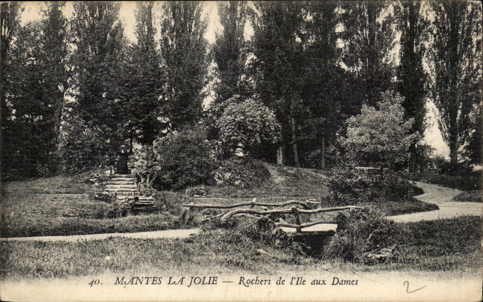 MANTES LA JOLIE — Rochers de l'Île aux Dames — Éditeur E. C. Mantes, n°40