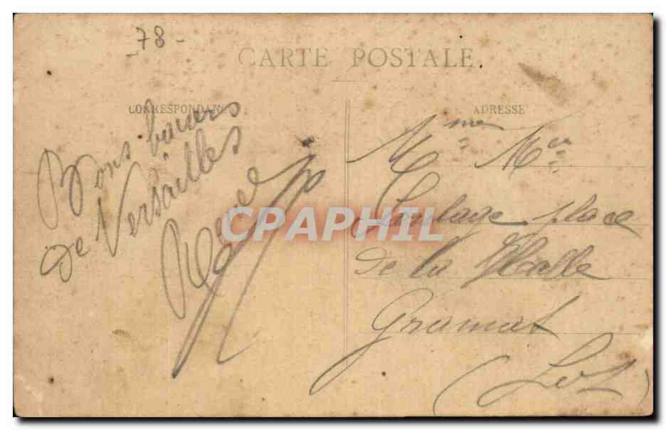 Versailles CPA Rue Gambetta et hopital militaire — Rückseite