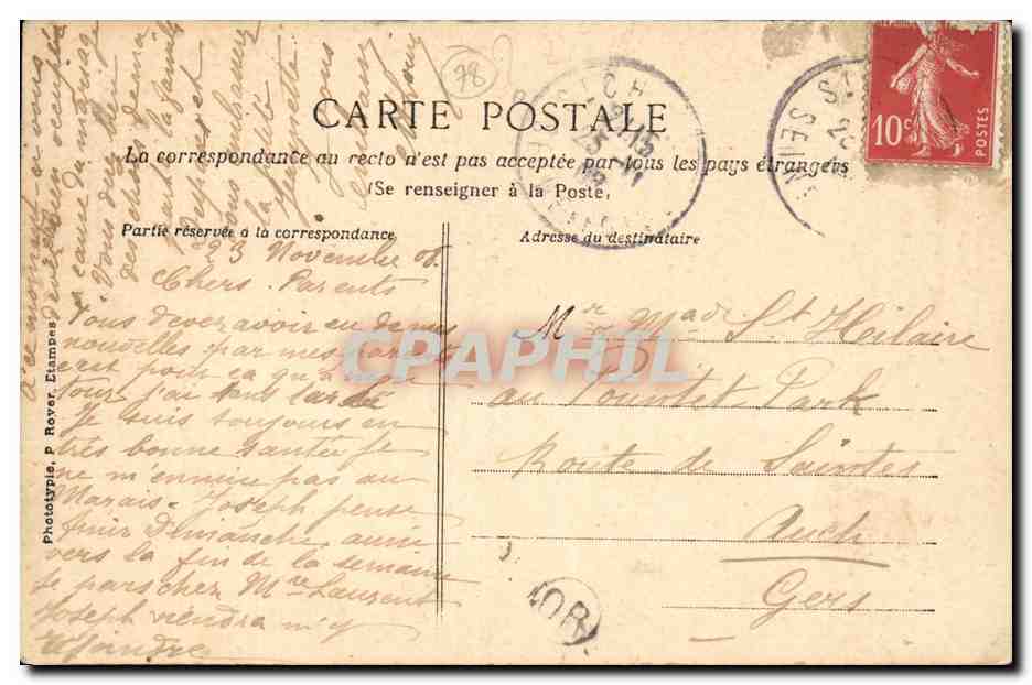 Chateau du Marais CPA Cote Sud Ouest — Rückseite