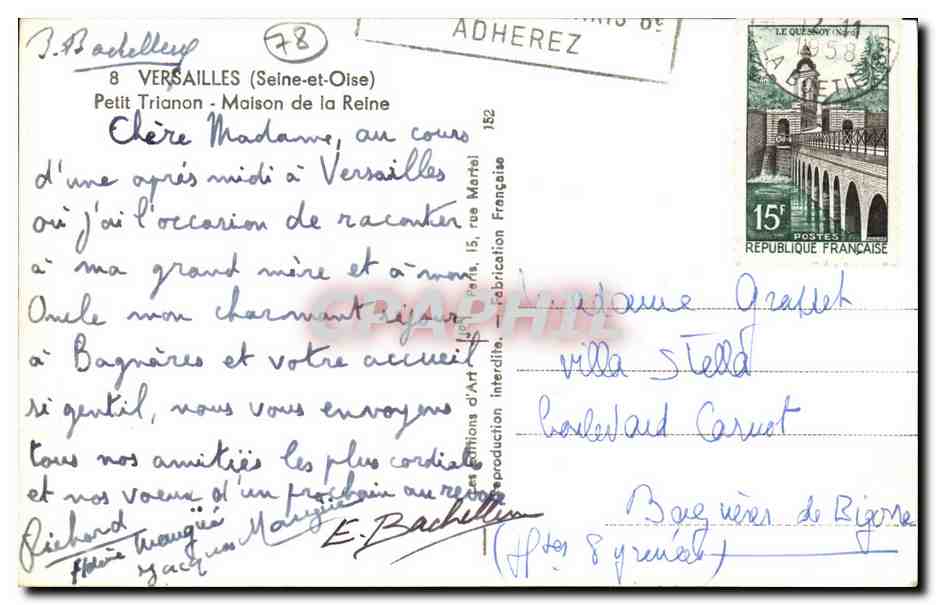 Versailles CPA Petit Trianon Maison de la Reine — Verso